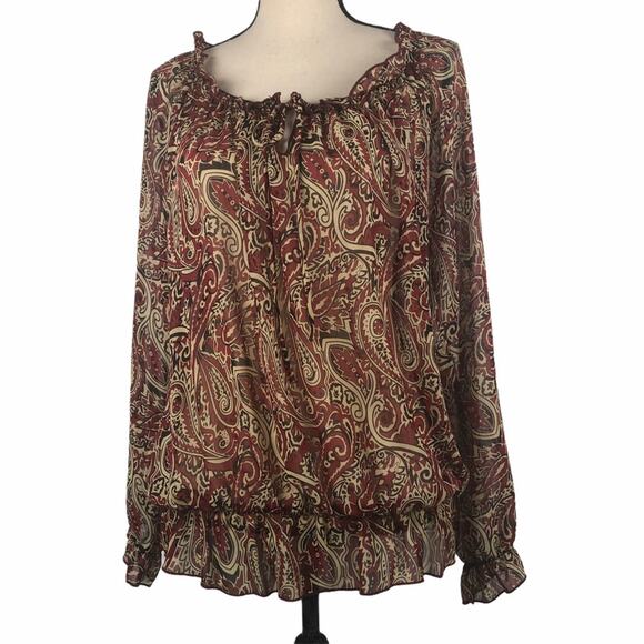 Sushi Flowers Paisley Print Sheer Blouse Large - Picture 1 of 7